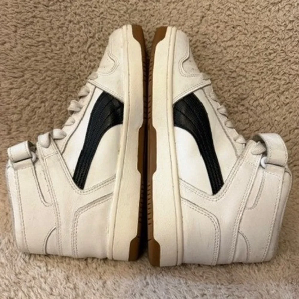 Puma Rebound Joy Kids White Black Gold High Top Sneakers 384451-02 Size 6C US